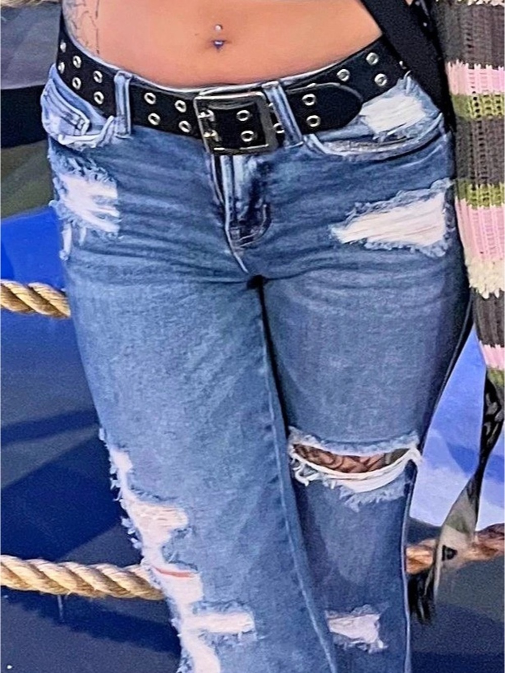 Flying Monkey Skinny Distressed Jeans in Blue Waist 24